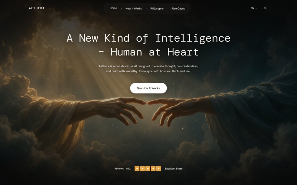 Aethera AI product landing page demo